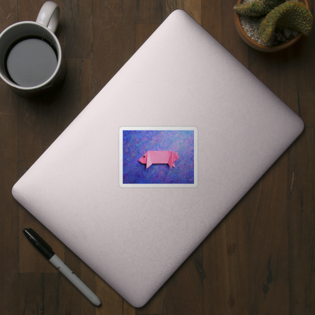 Pink origami pig by theorigamiuniverse